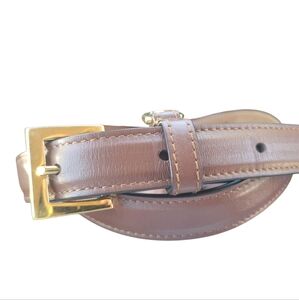 Burberry Brown Leather Belt Gold Hardware Sz 24-37 Waist